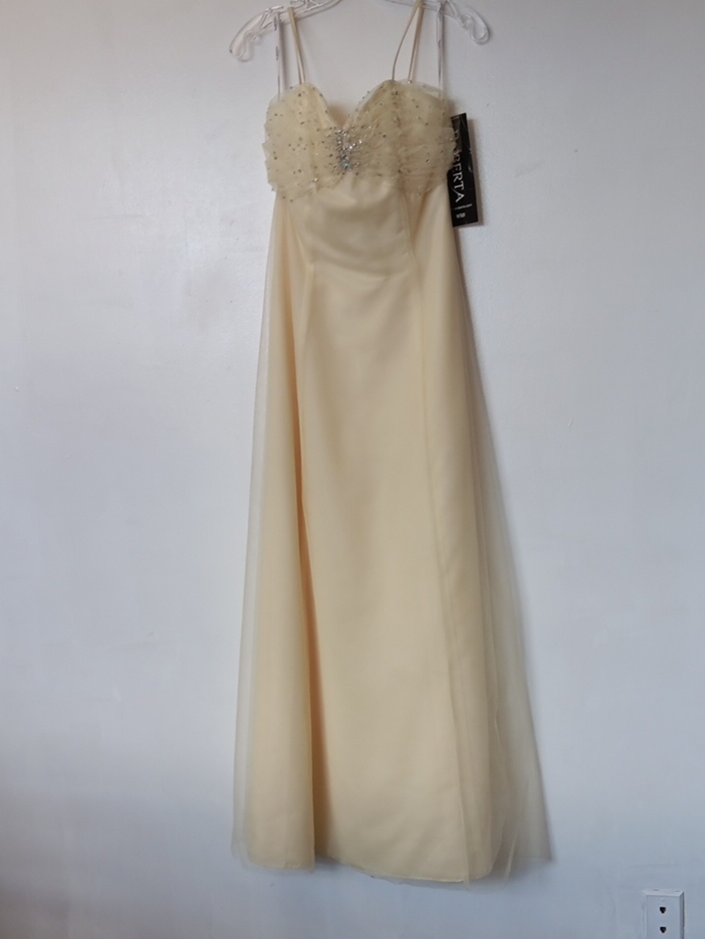 Vintage Roberta Bridal Yellow Beaded Sweetheart Maxi Dress